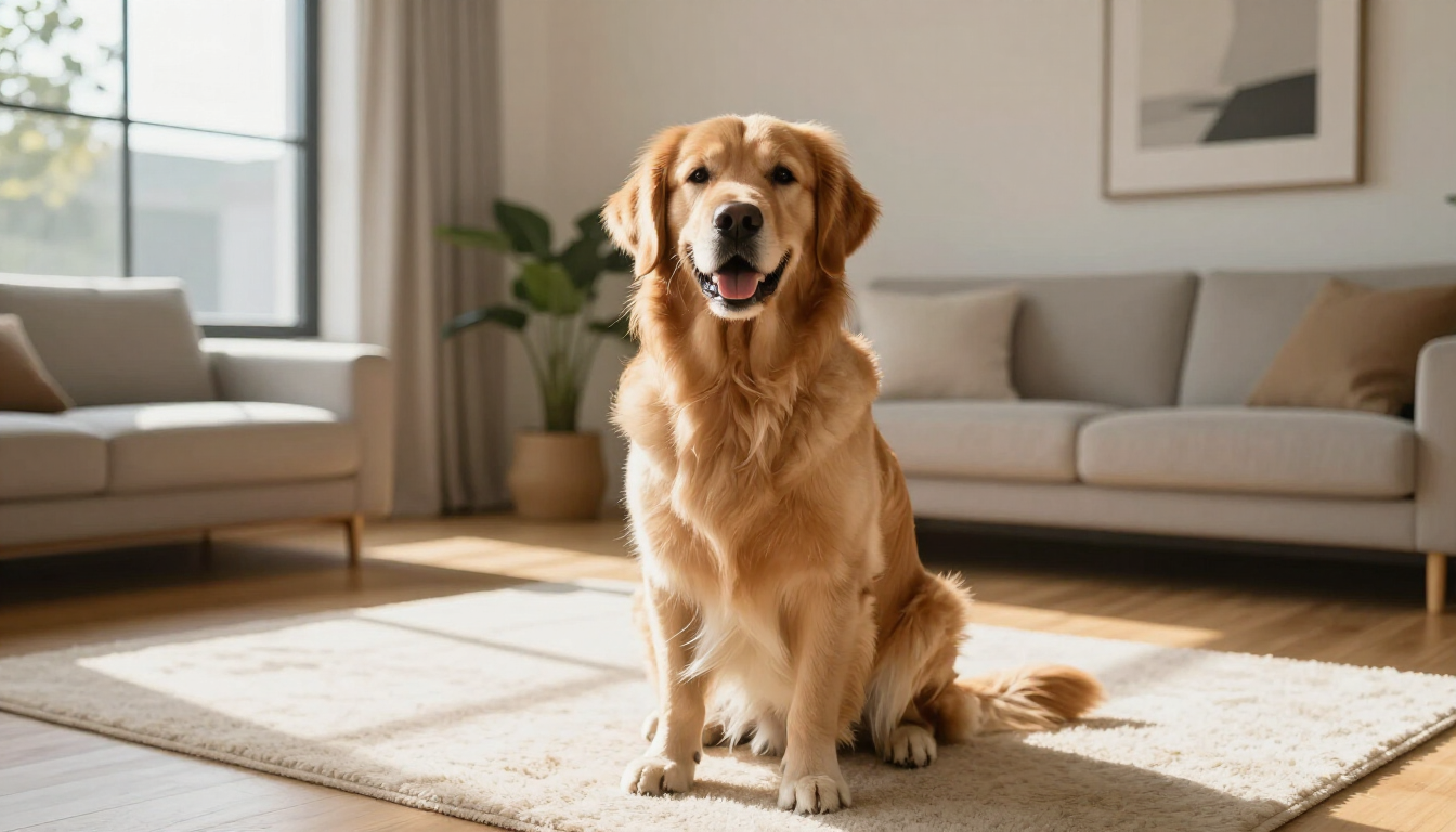 A happy dog in a licensed home boarding environment.