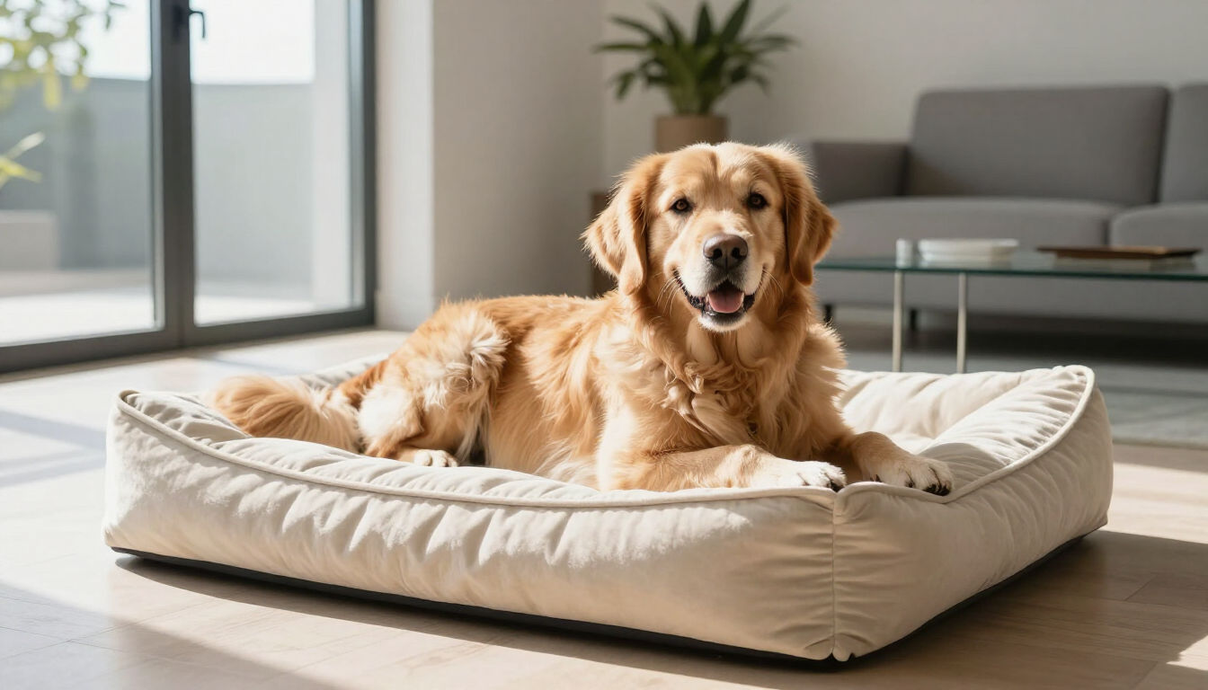 Happy dog in home environment