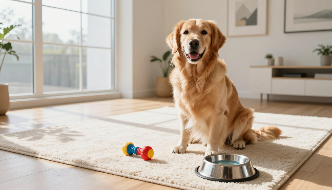 Happy dog in a home setting
