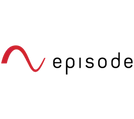 Red wave mark next to the word “episode” in black lowercase text.