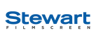 Stewart Filmscreen logo in blue text with a black horizontal bar beneath it