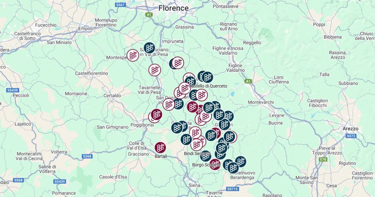 Karte der Weingüter von Chianti (Classico)