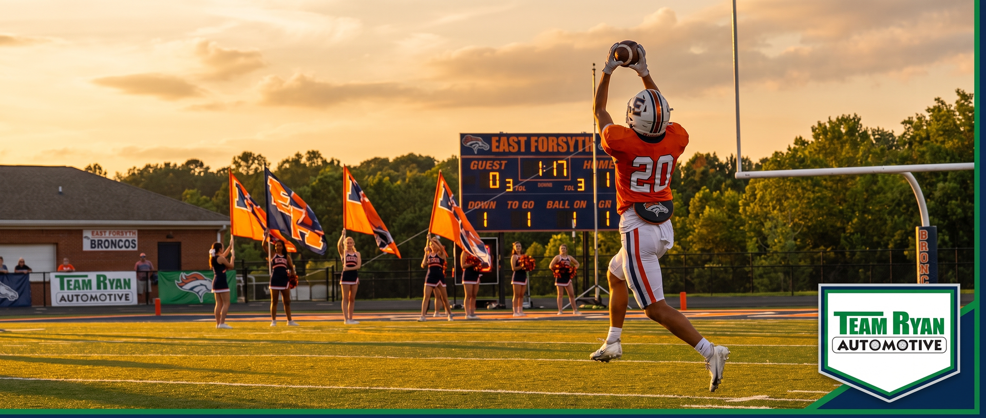 Team Ryan Automotive sponsors East Forsyth High School Broncos football team for the 2026 season.