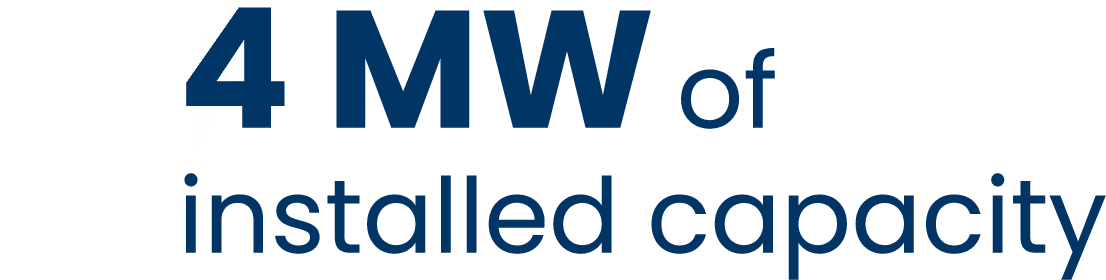 Text reading “4 MW of installed capacity” in dark blue on a white background