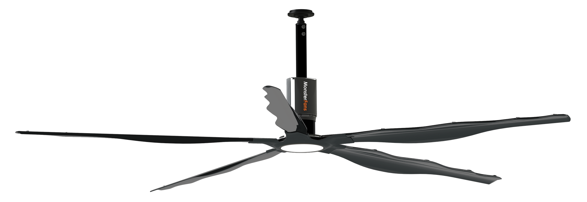 A ceiling fan with a lot of blades is hanging from the ceiling.