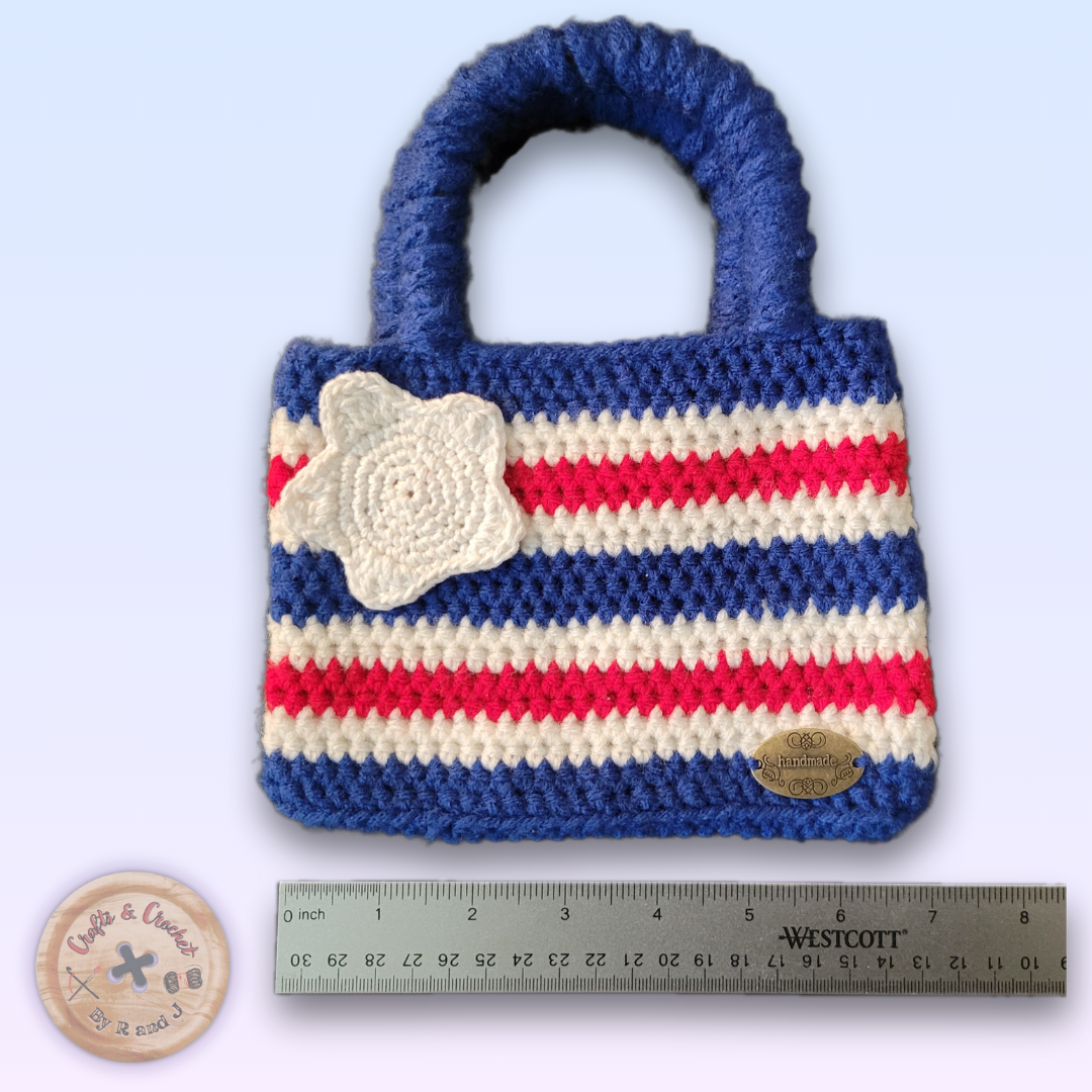 Red, White, and Blue Crochet Handbag