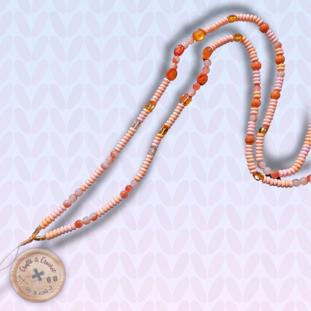 Orange Beaded Phone Holder