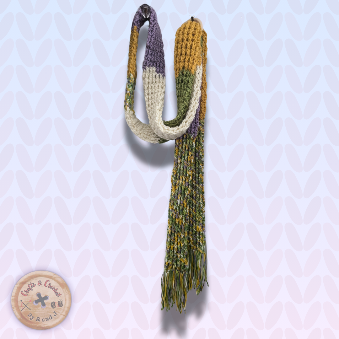 Thin Multi-Color Crochet Scarf