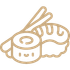 un disegno di un rotolo di sushi con le bacchette.