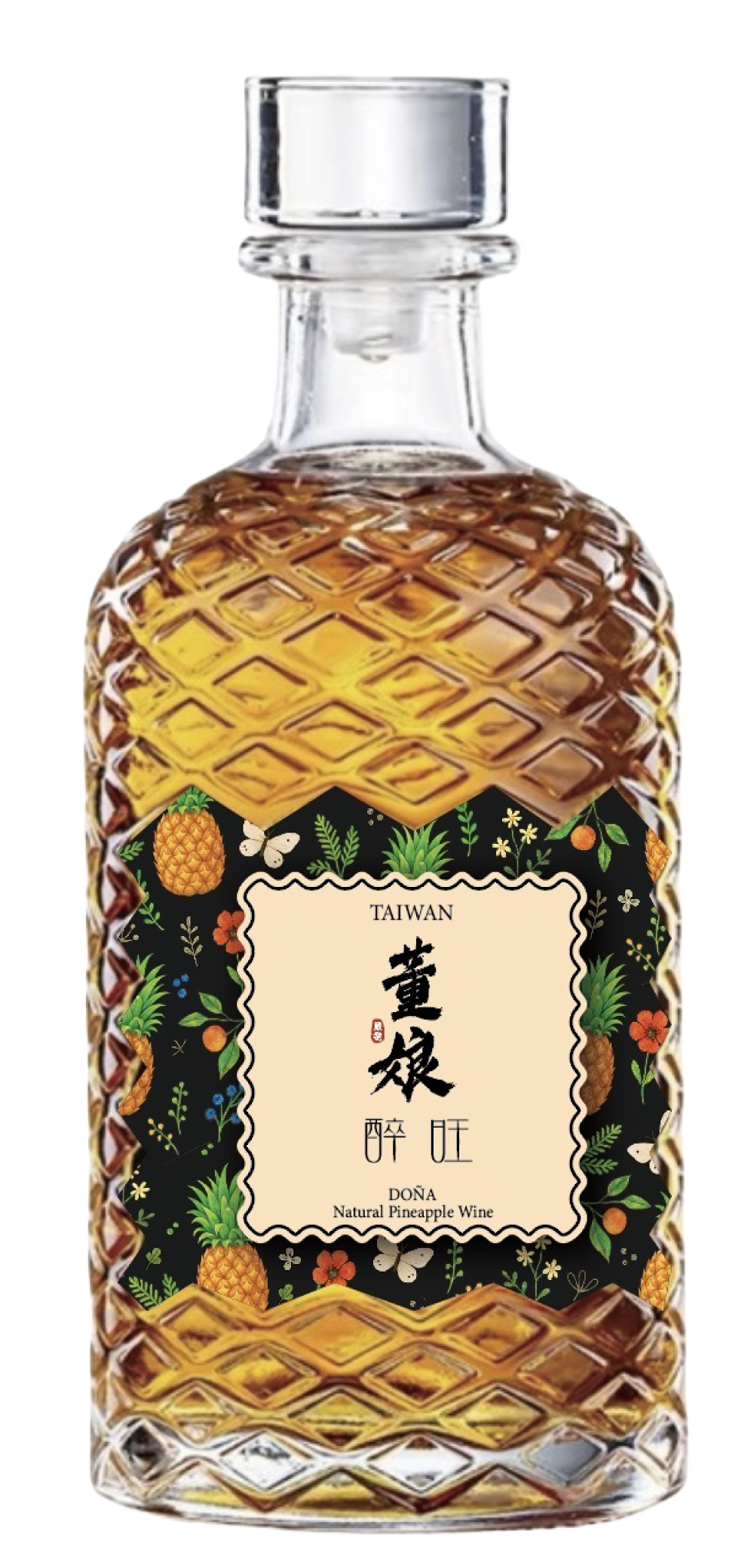 董娘醉旺為鳳梨風味酒款，使用鳳梨與蒸餾酒調製釀成，酒精濃度 8%。果香明亮、酸甜平衡，口感清爽易飲，適合冷藏或加冰享用，是輕鬆聚會的微醺選擇。