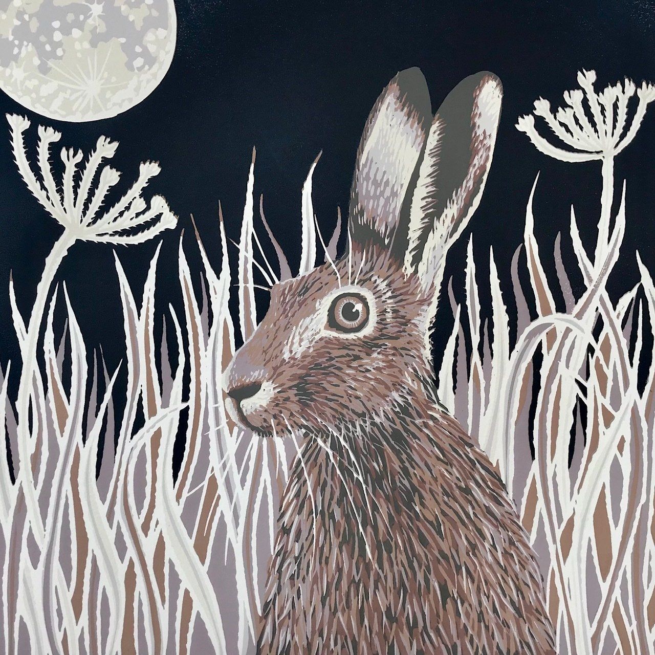Hare linocut