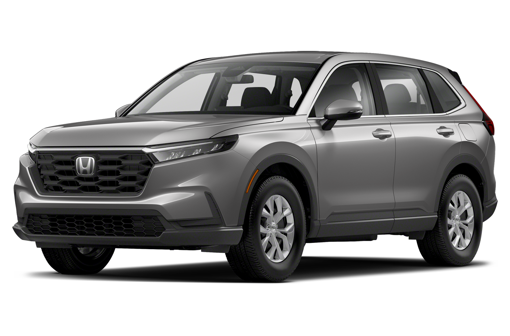 A gray honda cr v is shown on a white background.