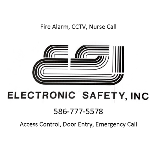 A black and white logo for Electronic Safety INC.