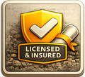 Gold shield with checkmark and diploma;