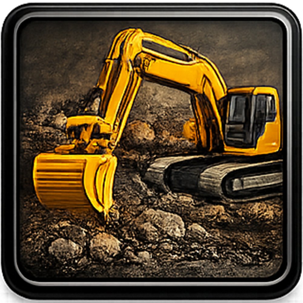 Yellow excavator digging in dirt and rocks.