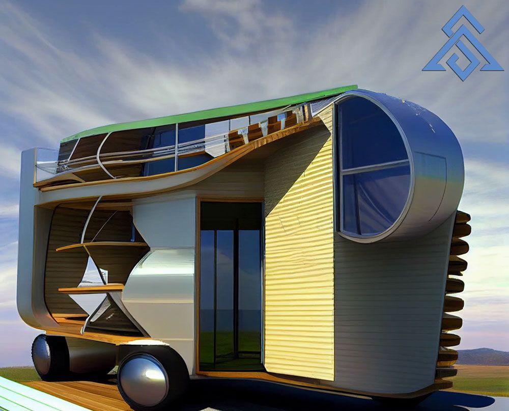 A drawing of a futuristic vehicle with the letter f on it