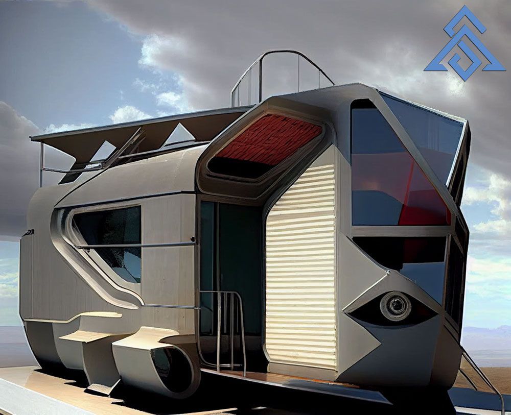 A futuristic vehicle with a large eye on the side
