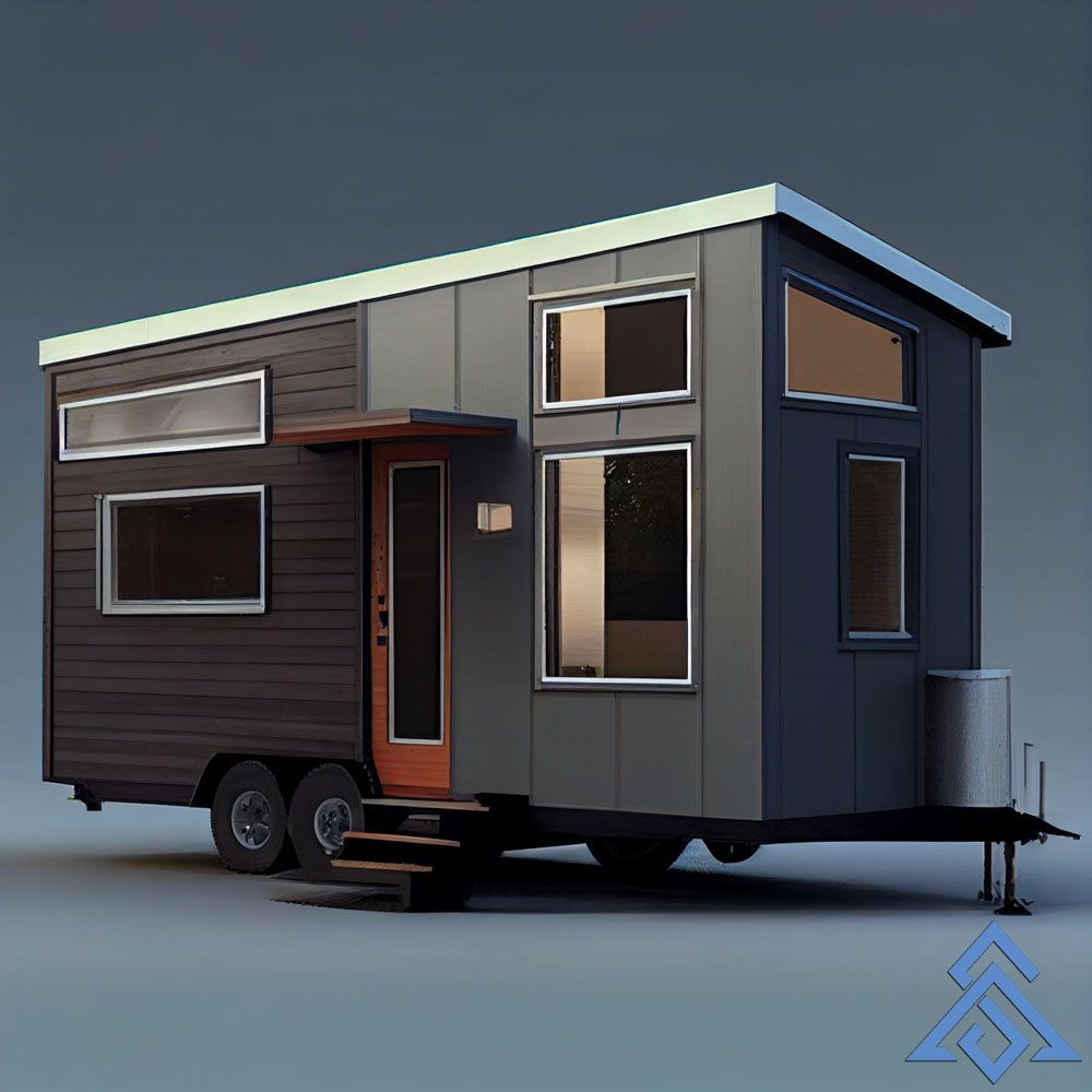 A 3d model of a tiny house on wheels
