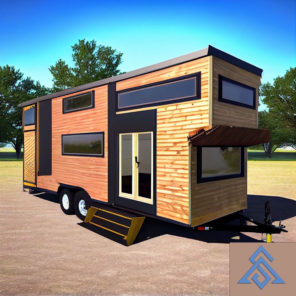 An artist 's impression of a tiny house on wheels