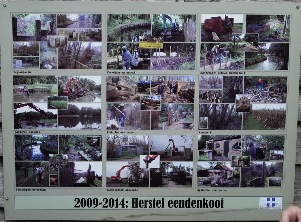 Paneel met afbeeldingen van de restauratie van 