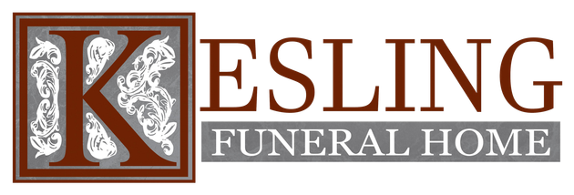 Logo for Kesling Funeral Home, features a decorative "K" and the words "KESLING FUNERAL HOME".