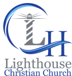 Logo of Lighthouse Christian Church: lighthouse within a blue arc, with 