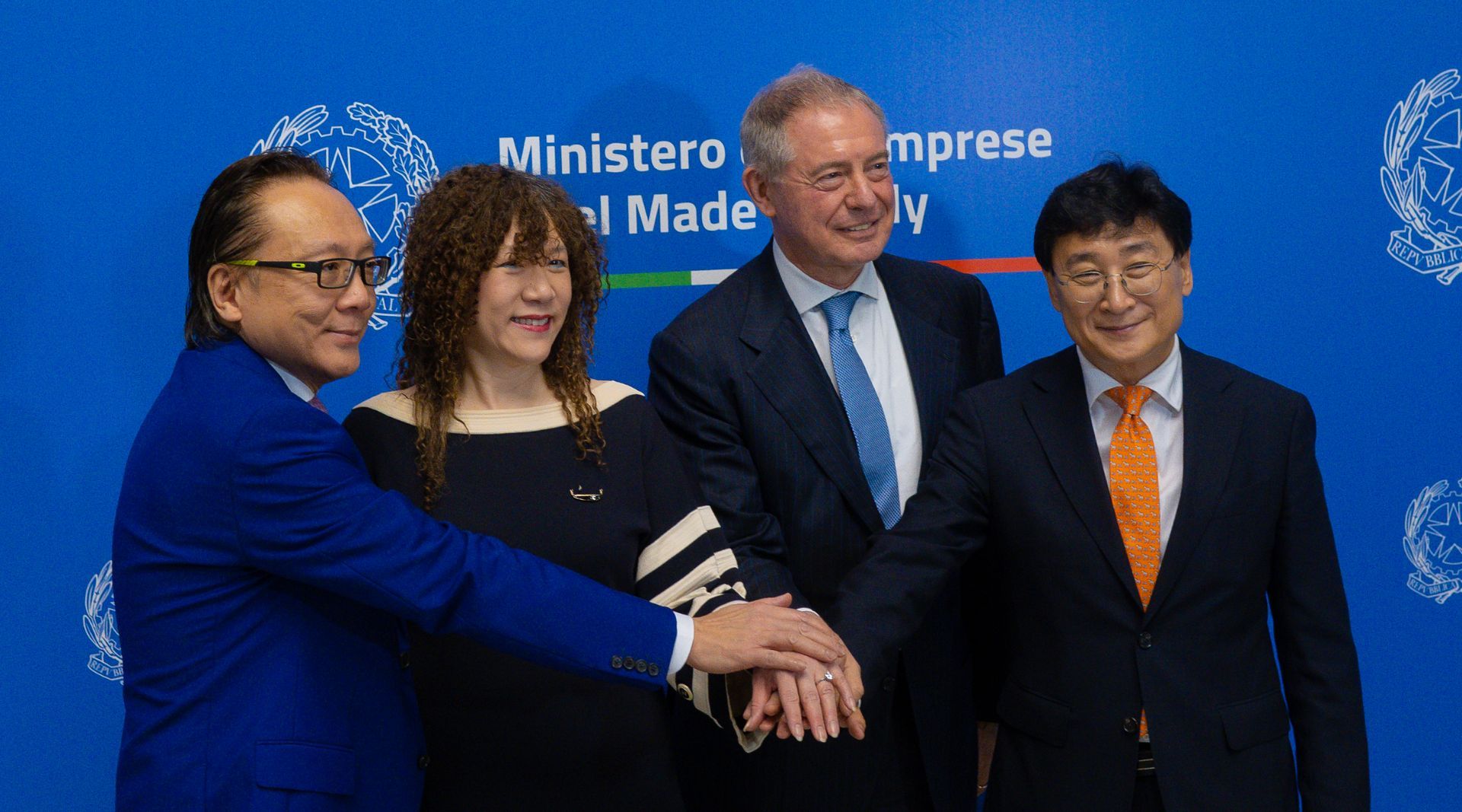 Founders Dr. Sehat Sutardja, Weili Dai and Dr. Byung-Joon with MIMIT Minister Adolfo Urso