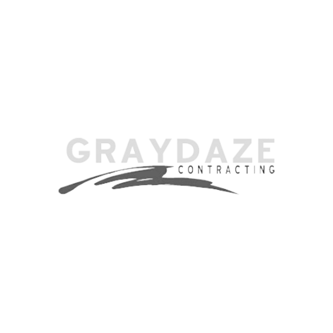 A black and white logo for gray daze contracting.