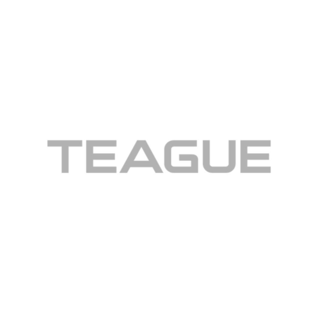 TEAGUE in gray, sans-serif font.