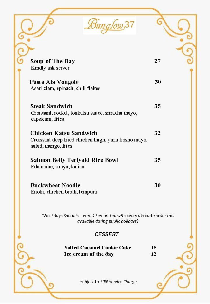 Menu of 