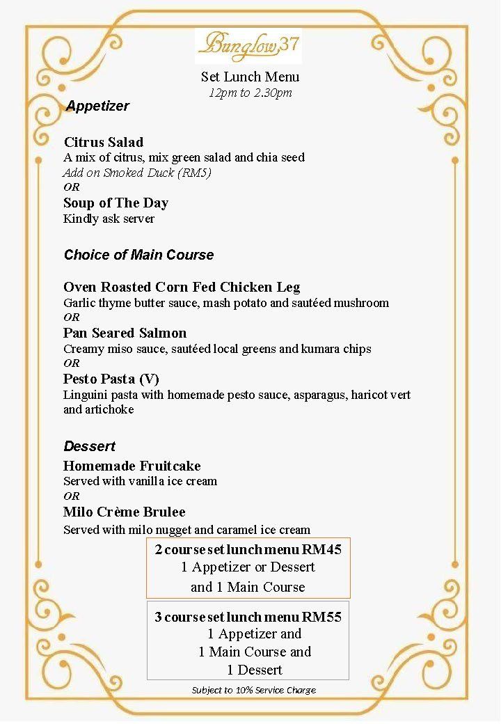 Menu for 