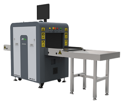 ZKX5030A Baggage Scanner X-ray baggage scanner with conveyor belt and table, gray and black, for security screening.