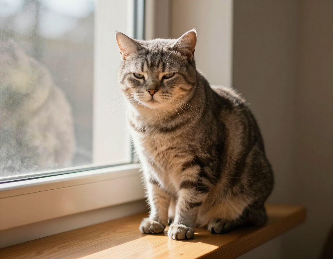 Clover, elderly tabby cat