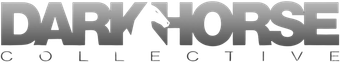 A black and white logo for darkhorse collective