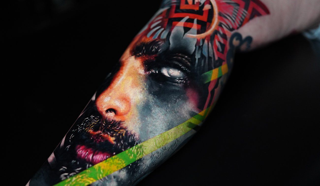 A close up of a tattoo on a person 's arm.