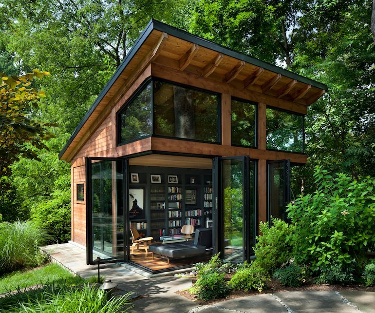 The old wood shack in the woods of the park.