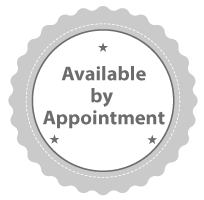 A sticker that says `` available by appointment ''