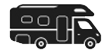 A black and white icon of a rv on a white background.