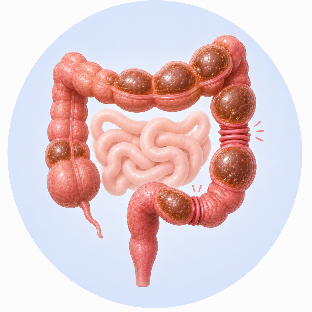 Valoración de colitis e intestino irritable con inflamación, cólicos, diarrea o estreñimiento