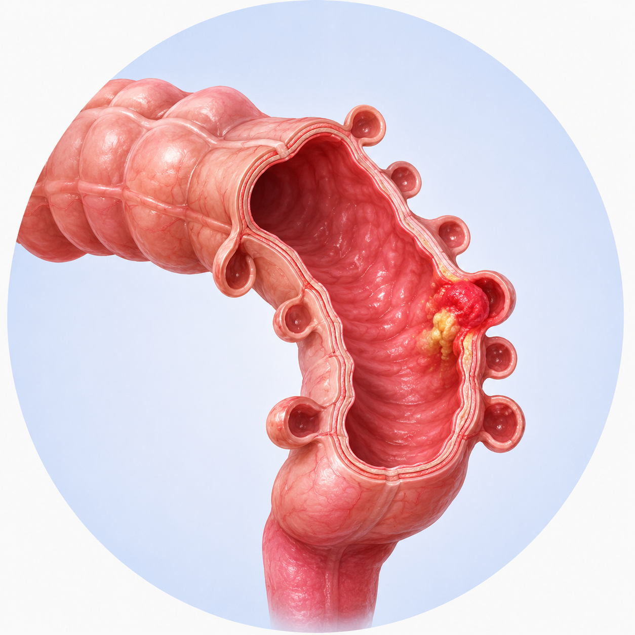 Diverticulitis con dolor abdominal, fiebre e inflamación del colon