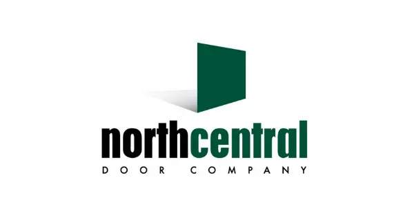 Logo for North Central Door Company: Green door shape with 