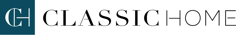A logo for classic home is shown on a white background