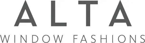 The logo for alta window fashions is black and white.