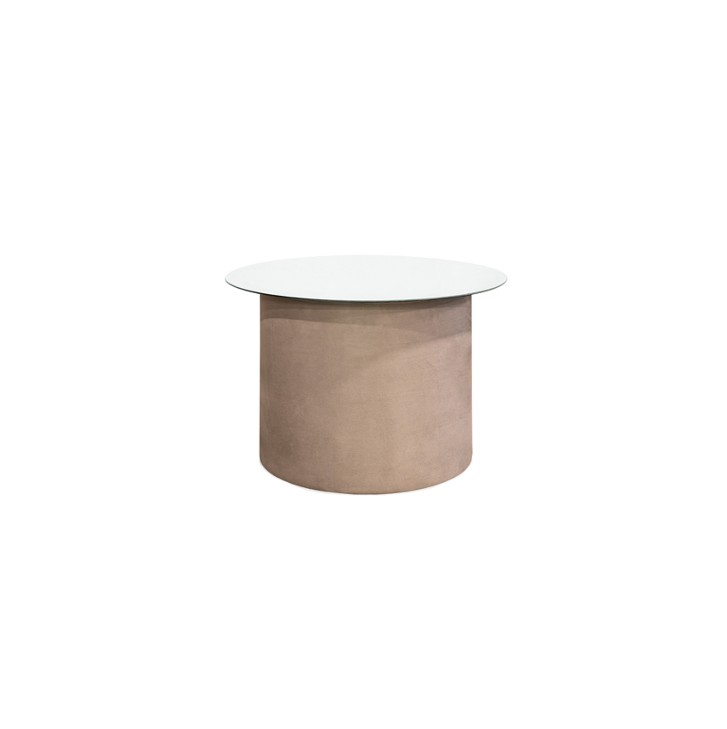 Espelho Redondo 60cm com Coluna Camurça Fendi Redonda