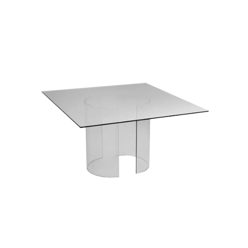 Vidro Quadrado com Pé Mesa Vidro Curvo