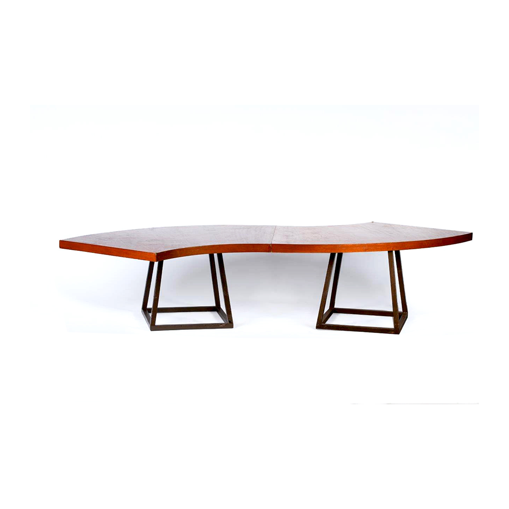 Tampo Curvo com Pé Mesa Quadrado Marrom 75cm