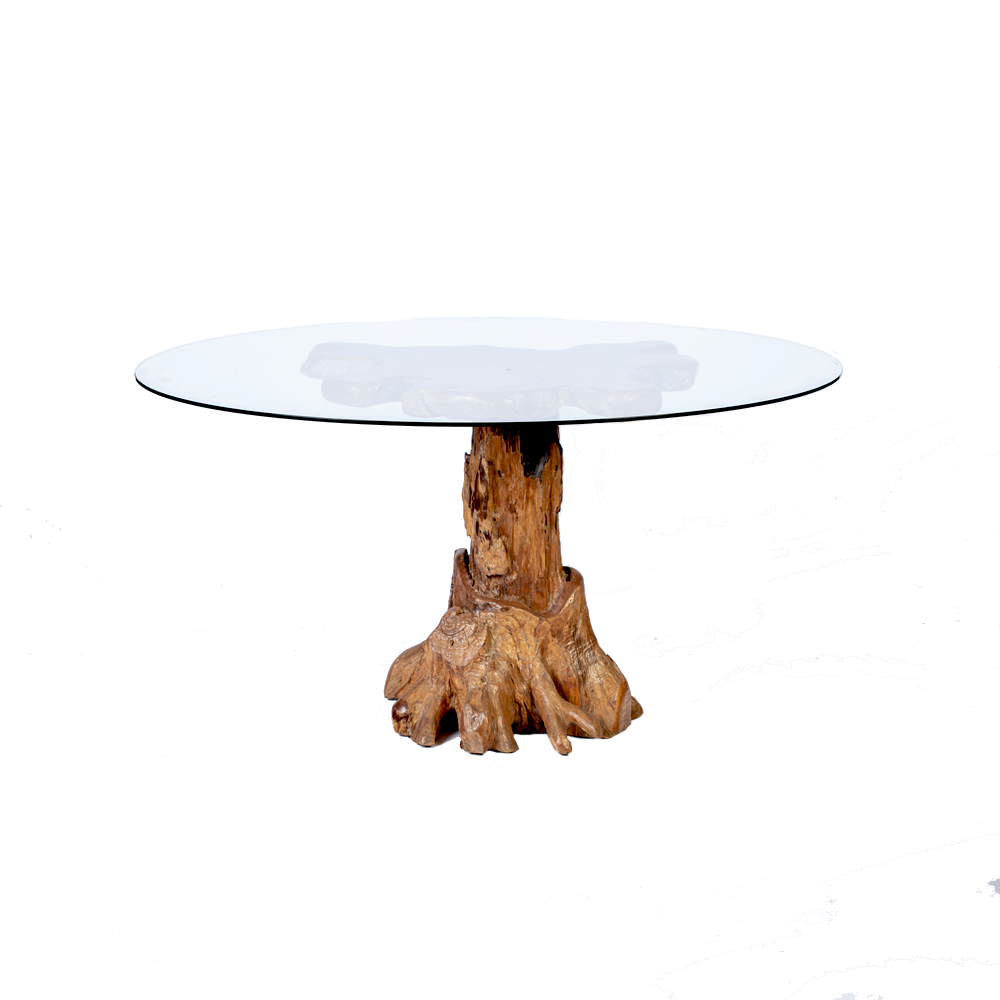 Vidro Redondo 1,20 com Pé Mesa Tronco 75cm