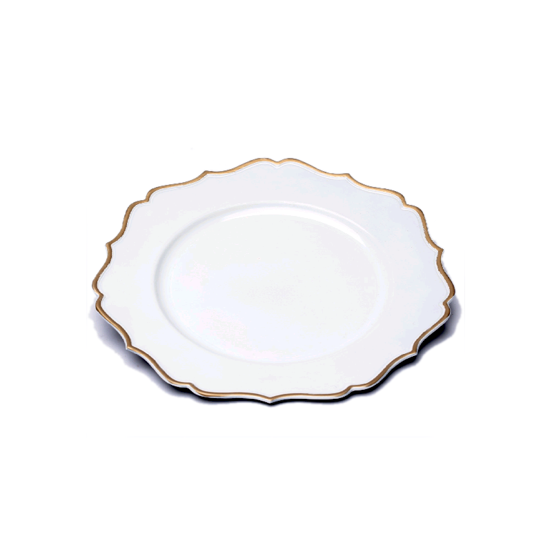 Sousplat Branco Filete Dourado