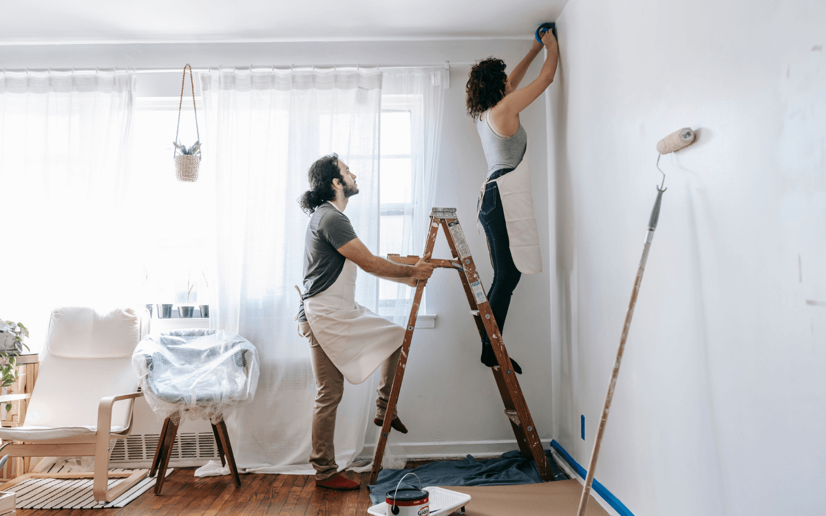 people painting living room