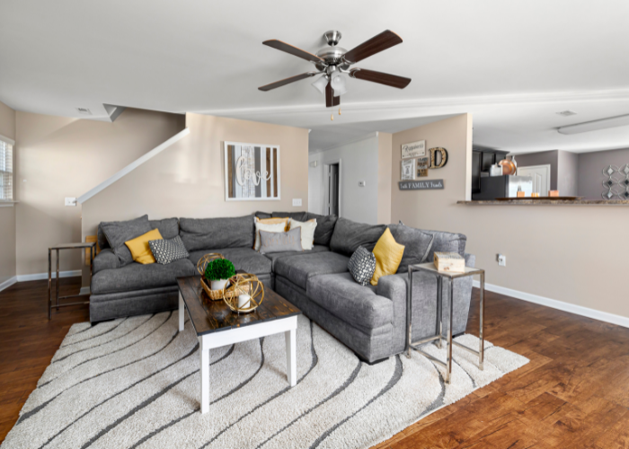 living room with rug